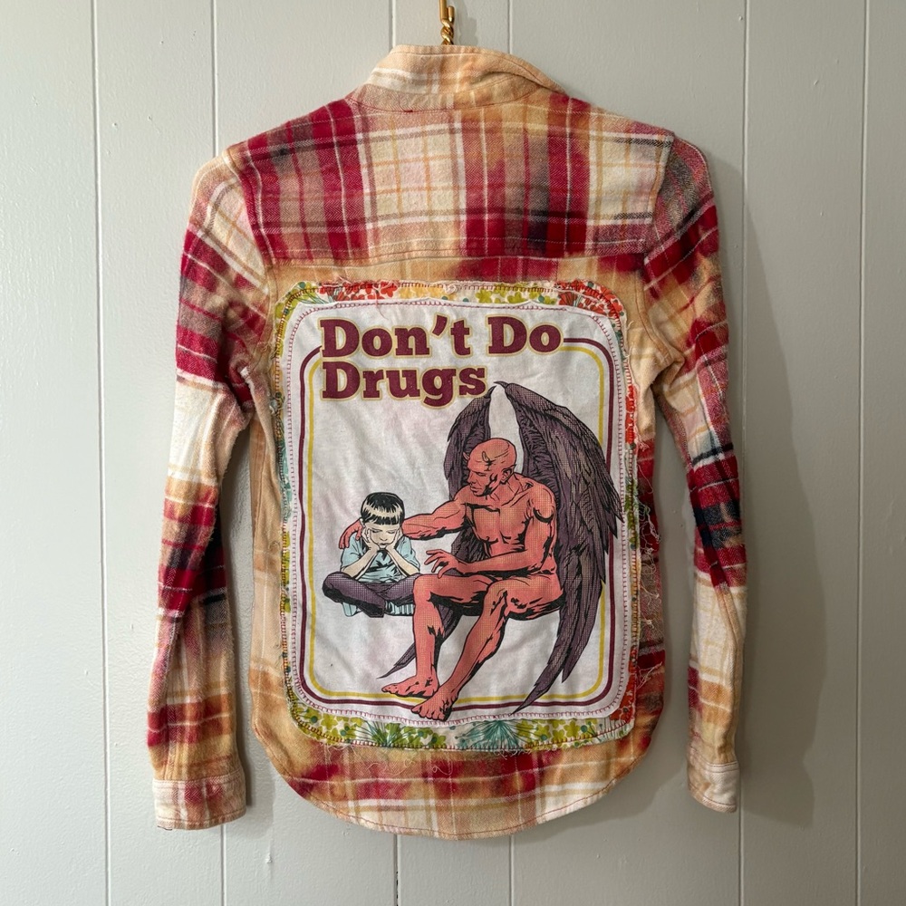 Don’t Do Drugs Bleach Distressed Flannel